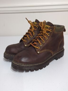 Roots Tuff Brown Leather Lace-Up Ankle Boots - size 6.5 women